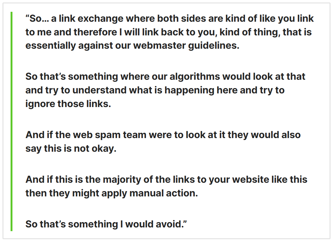 Google sui 'link exchanges'