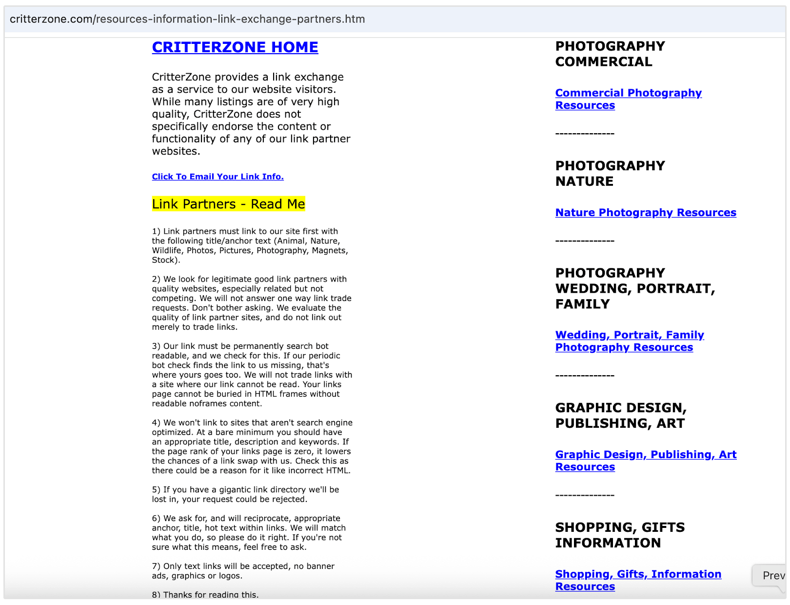 Sitio web de Critterzone