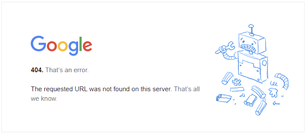 Google 404 error