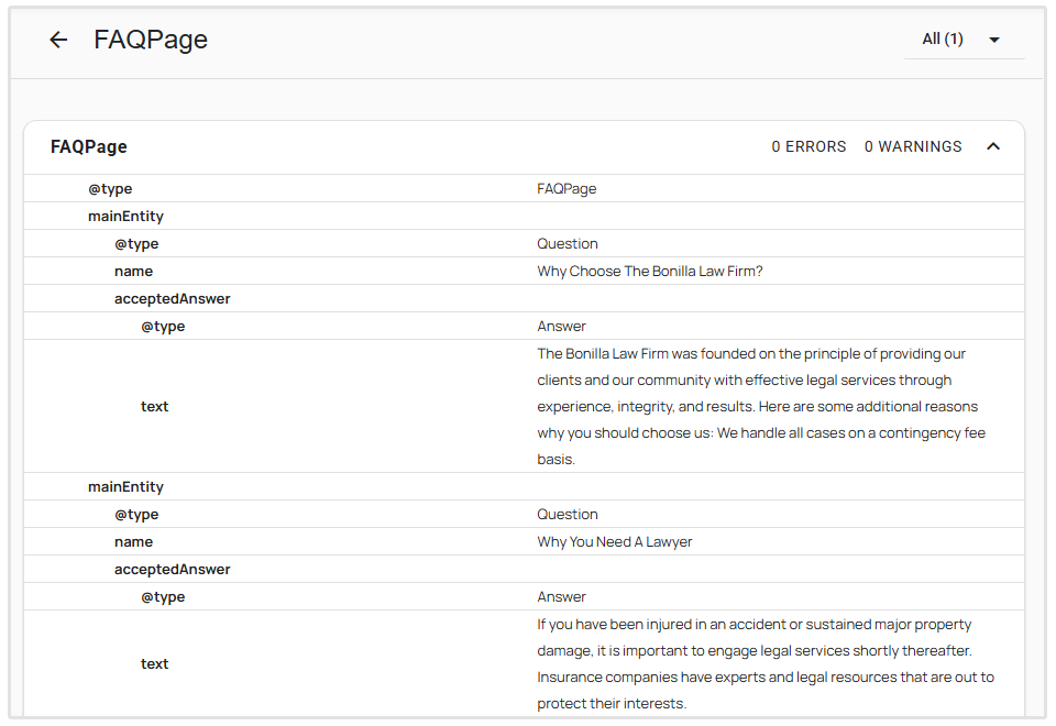 Voorbeeld van FAQPage-schema op live site